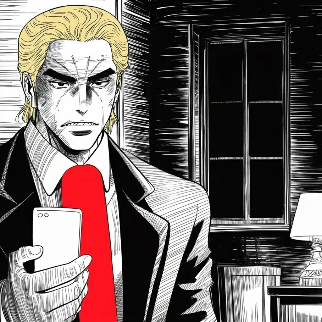 Manga panel 4 of 5, Week 466 “The Fixer”: Near midnight, eight hundred words against a single story: he did not freeze onstage in Dallas, and every reporter knows it.