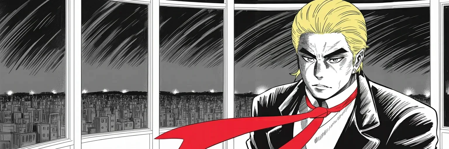 Manga panel 5 of 5, Week 475 “The Letter”: Dusk at the tower glass: the opponent he built the whole comeback against is simply gone — and somewhere across the field, a new challenger is already rising.