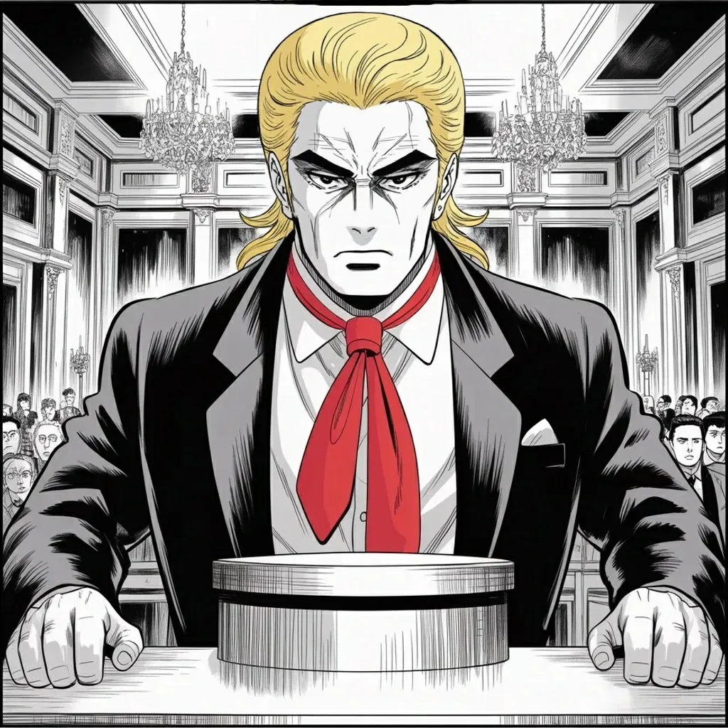 Manga panel 2 of 5, Week 478 “The Crowd Count”: Thursday he calls the cameras to his own ballroom and stands at the podium for an hour, promising the largest removal in the country's history.
