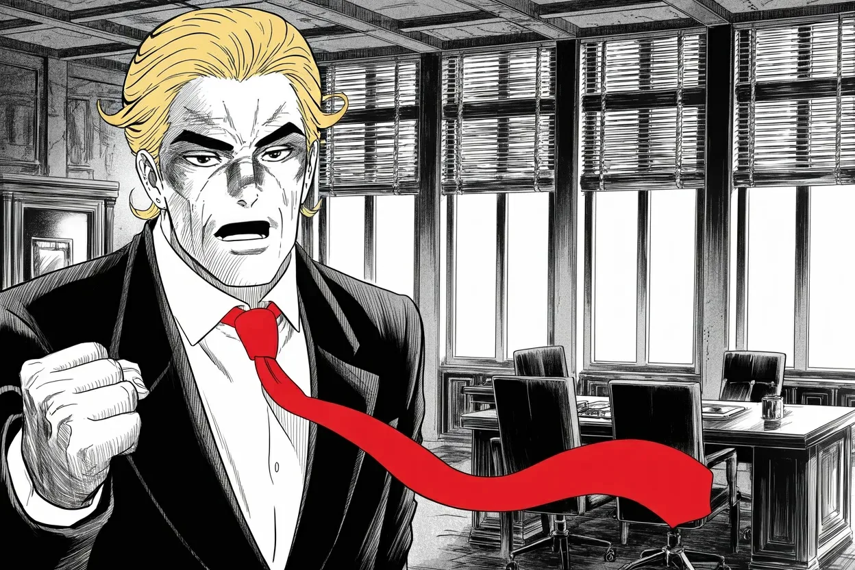Manga panel 2 of 4, Week 481 “Sixty Days”: Four hours after the debate is agreed, the Washington case is filed again — trimmed to survive the immunity ruling, the same charges in a new caption.