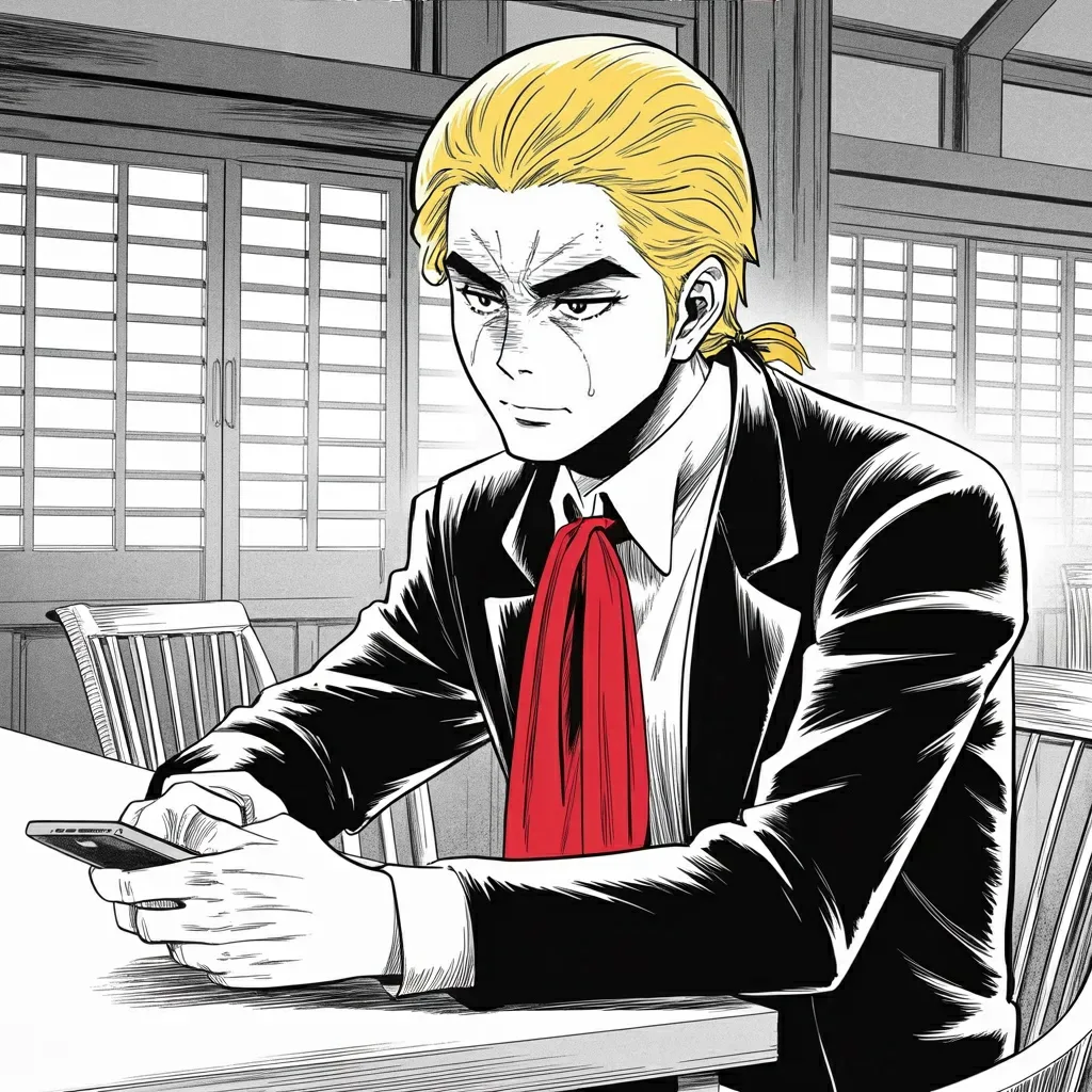 Manga panel 3 of 5, Week 483 “The Second Rifle”: The challenge for a second night is reversed into a refusal: fighters demand rematches when they lose, and he is not losing.