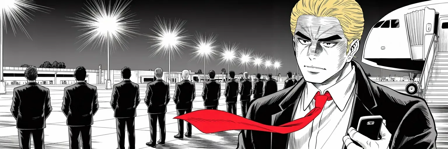 Manga panel 4 of 4, Week 485 “The Flood”: Nine minutes before the relief post he sends another about himself: they will not give him the agents he needs, and a man abroad wants him dead.
