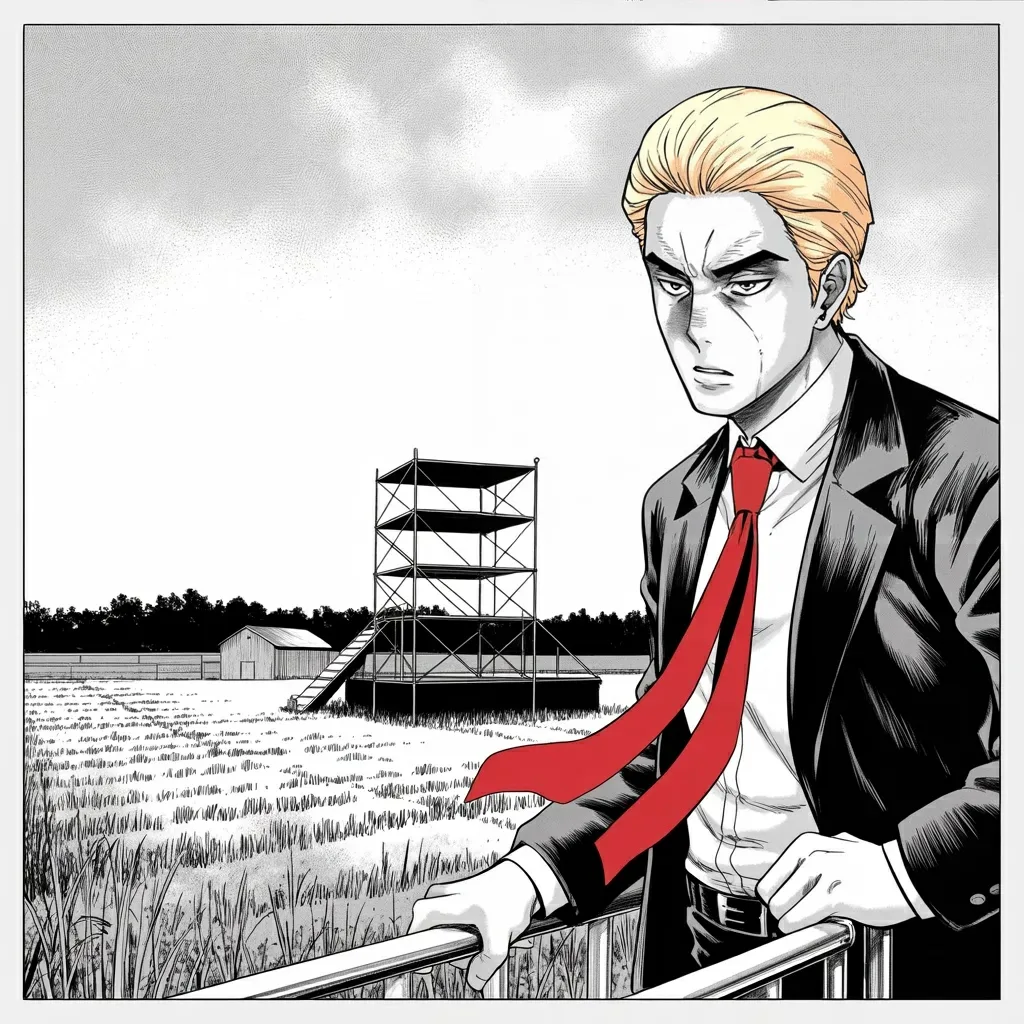 Manga panel 3 of 5, Week 486 “Return to Butler”: Saturday he goes back to Butler — the same field, a stage on the spot where a bullet took the top of his ear off eighty-four days ago.