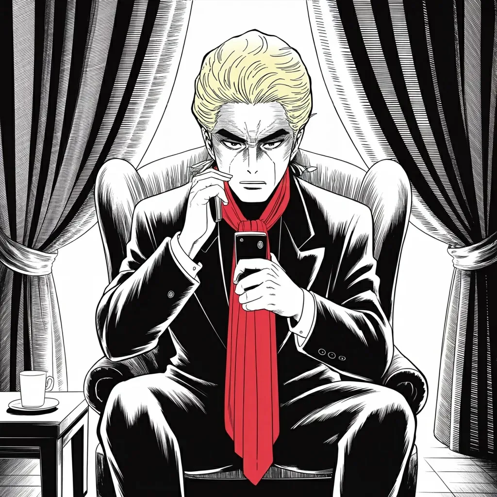 Manga panel 4 of 5, Week 493 “The Calendar”: Then the hunt simply stops: both federal cases dropped, not by a jury but by the calendar, and he answers with the oldest complaint he owns.