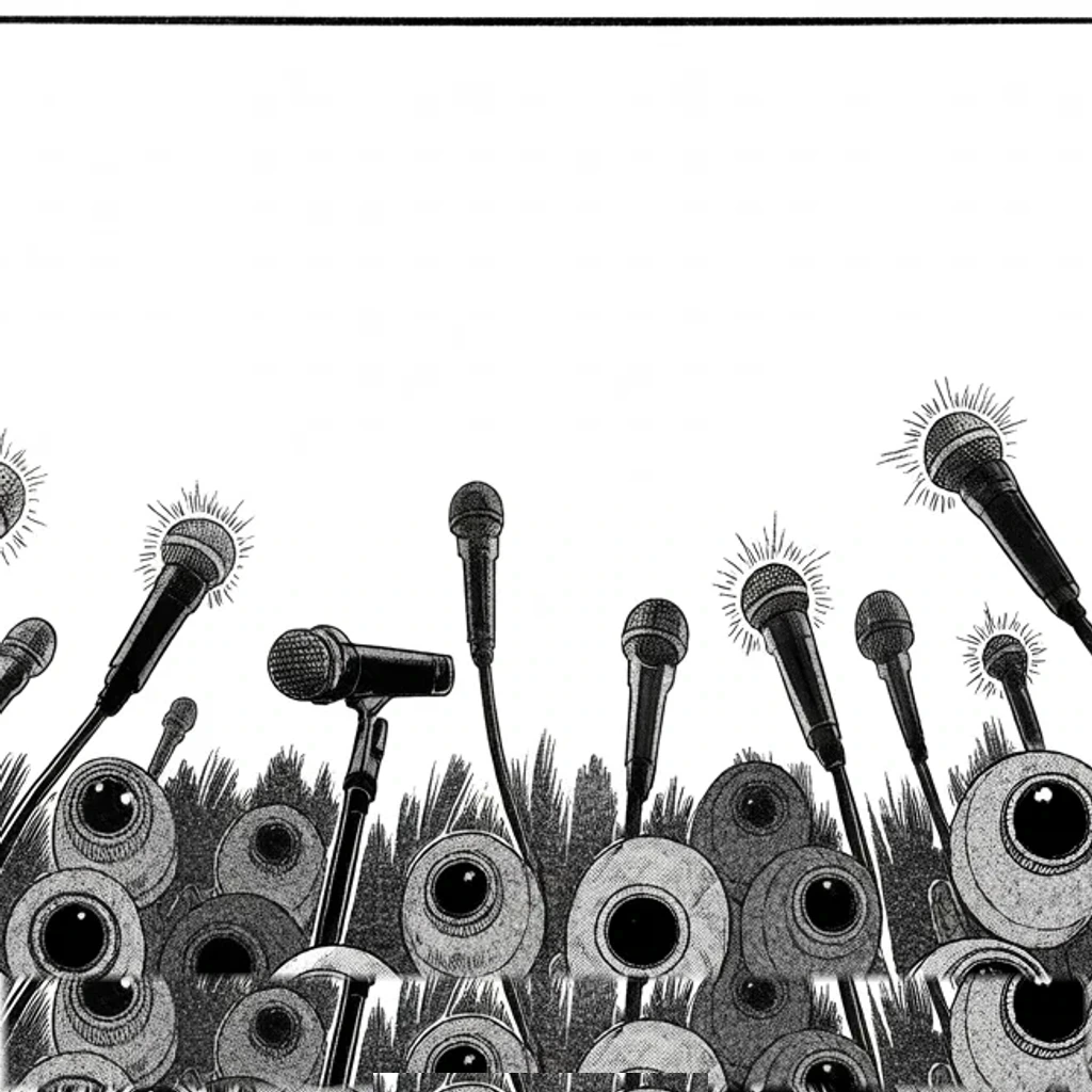 Manga panel 4 of 5, Week 494 “All Hell to Pay”: That same evening the man who spent four years attacking the bureau is handed it, and the chorus of lenses turns as one.
