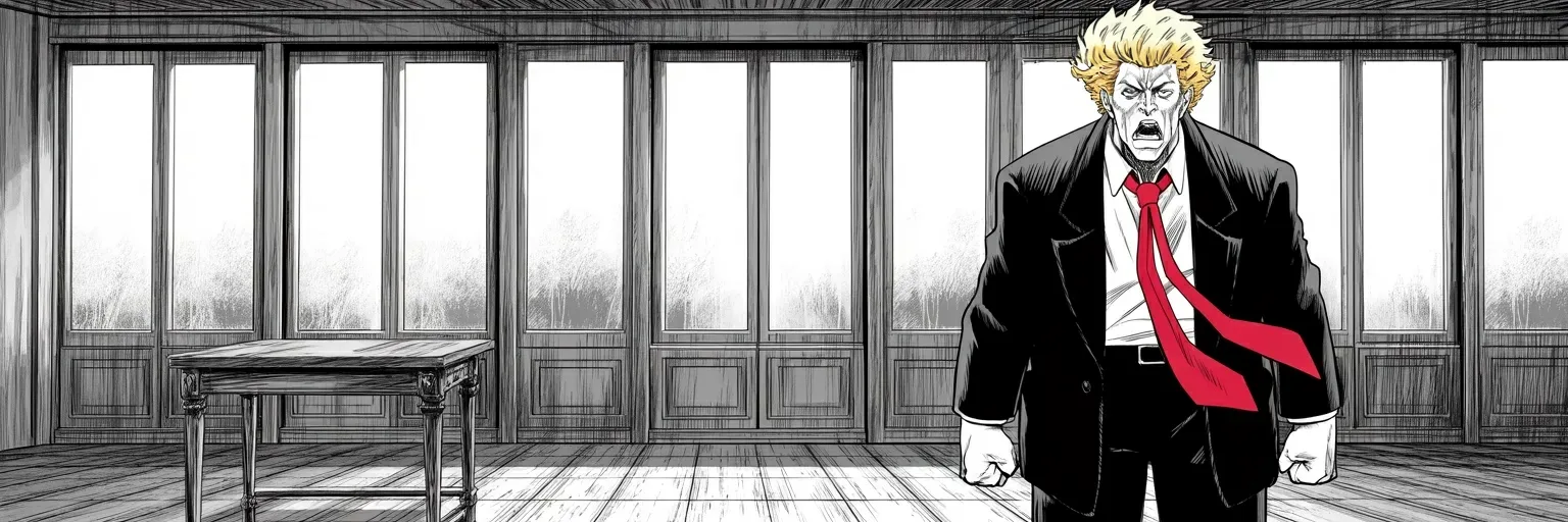 Manga panel 5 of 5, Week 494 “All Hell to Pay”: And he sets a deadline he has no power to set: the hostages come home before January 20, or there will be all hell to pay.