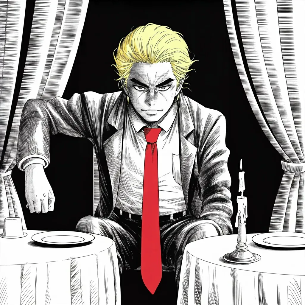 Manga panel 2 of 5, Week 496 “The Bell”: A neighbouring prime minister comes to dinner and leaves as a governor of a state that does not exist — a joke he will repeat for a year.
