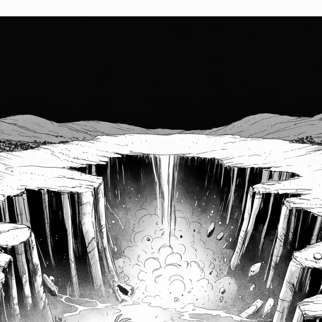 Manga panel 3 of 5, Week 503 “Subsidize”: Saturday morning the caves are struck, and the announcement arrives the way everything else does — a post, in the first person, already done.