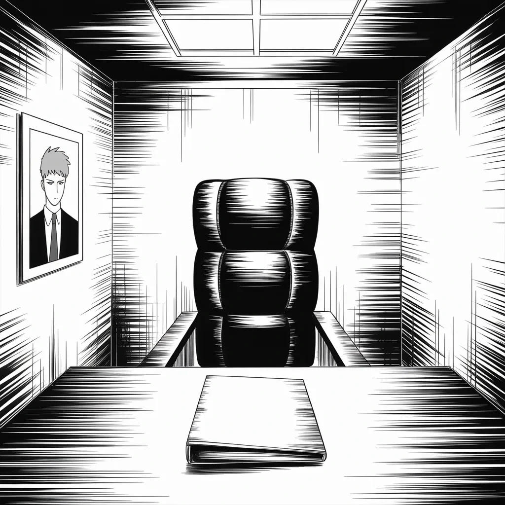 Manga panel 3 of 5, Week 504 “The Gulf”: The predecessor's briefings stop on a Friday evening, in a paragraph that carefully explains the precedent was his to begin with.