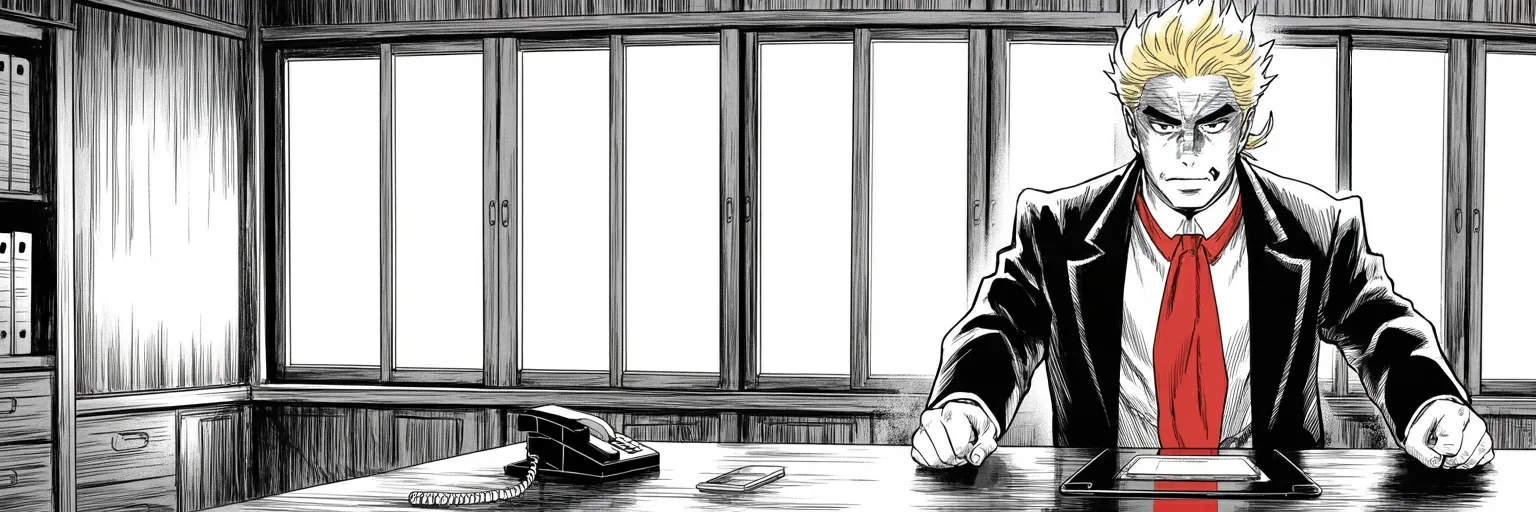 Manga panel 5 of 5, Week 508 “Governor Trudeau”: Friday the pressure turns east — sanctions and tariffs both, and an instruction to two armies to sit down right now, before it is too late.