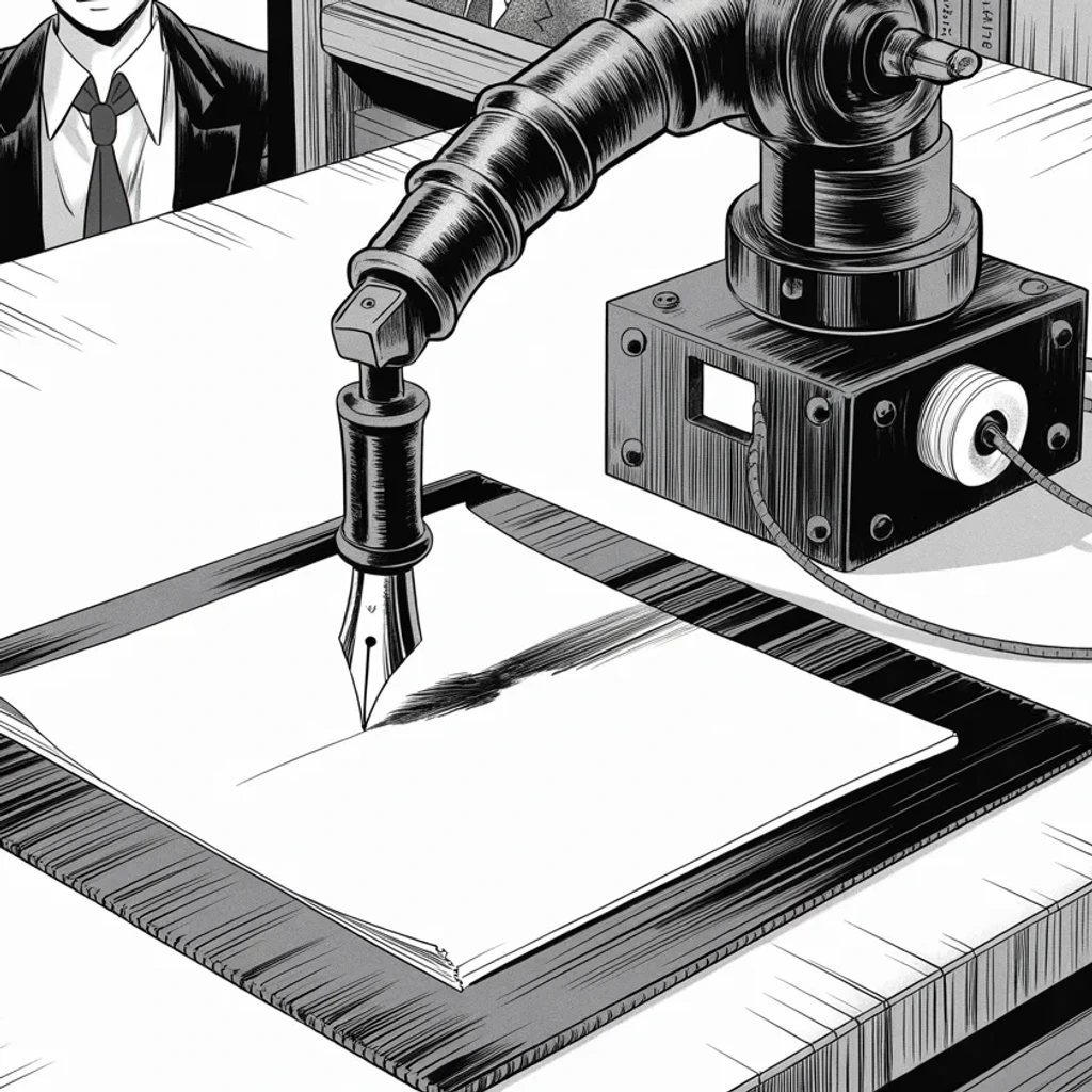 Manga panel 2 of 5, Week 509 “Liberation Day Is Named”: He decides the last four years were run by a signature machine. The idea will still be running in December, when it is used to void a presidency.