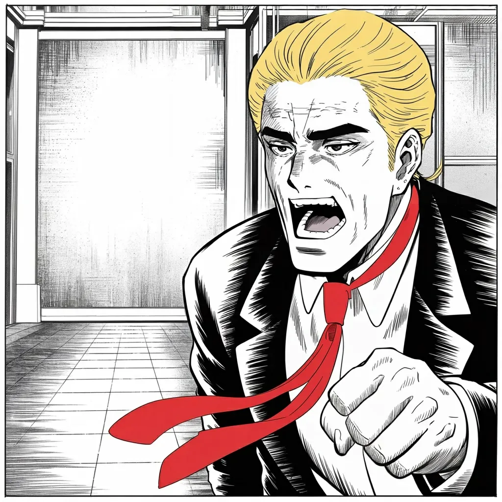 Manga panel 4 of 5, Week 509 “Liberation Day Is Named”: Nine words on a Friday morning, with no argument attached and nothing to check it against.