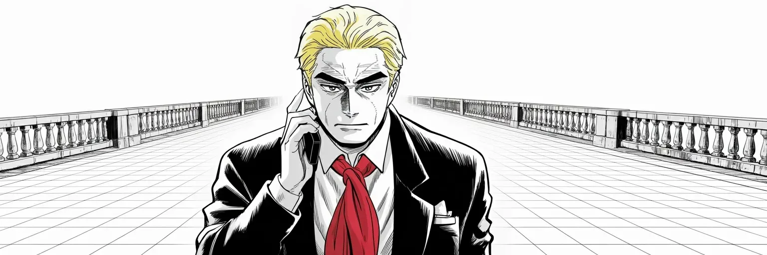 Manga panel 6 of 6, Week 513 “The Pause”: Monday morning, and the only lesson he intends to draw from the worst week the market has had in years is about himself.
