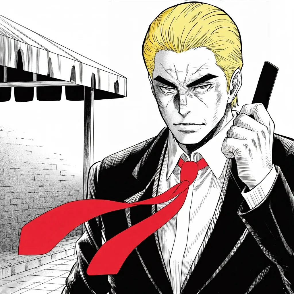 Manga panel 4 of 5, Week 515 “Vladimir, Stop”: The month's crossing number comes in at three people. He puts it up the way a manager puts up a scoreline.
