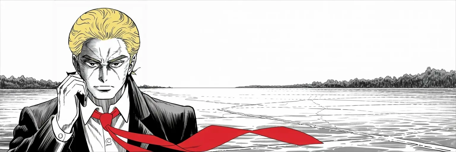 Manga panel 5 of 5, Week 515 “Vladimir, Stop”: On the morning the neighbours vote, he offers them a way out of the tariffs: stop being a country and become a state.