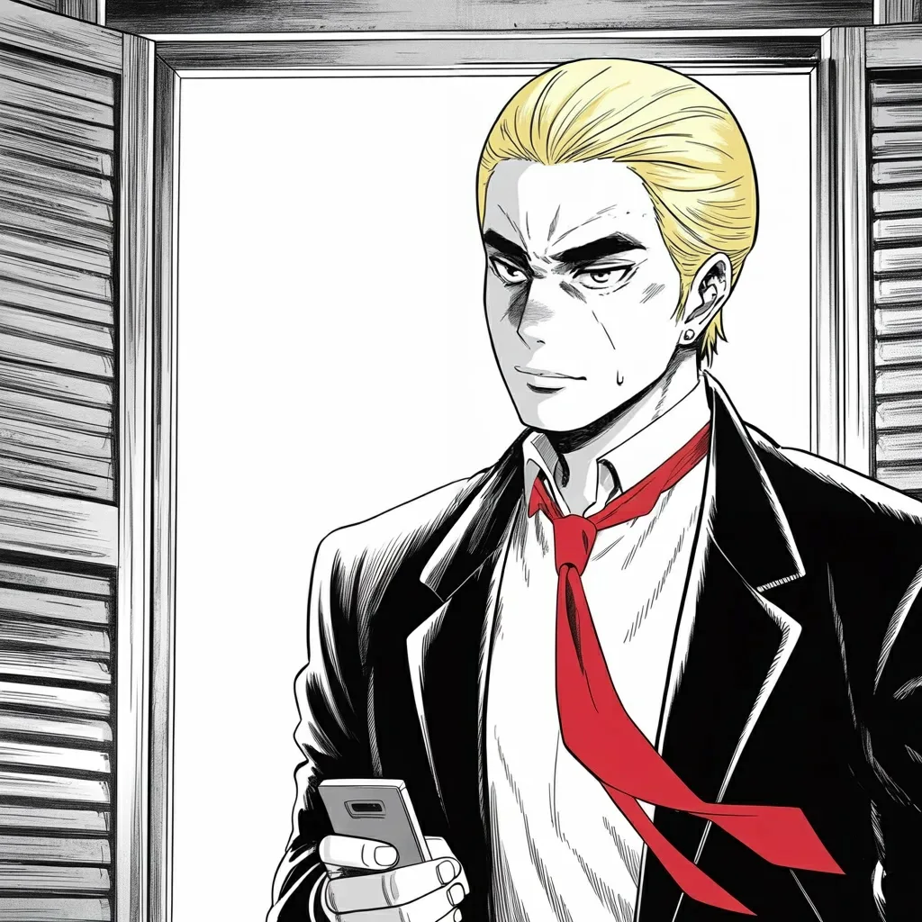 Manga panel 3 of 6, Week 522 “Day 61”: Overnight the strikes begin. By half past seven he has posted the only frame he intends to use for it, and it is a calendar.