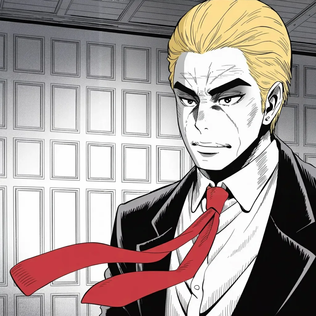 Manga panel 4 of 6, Week 523 “The 12 Day War”: By Sunday afternoon he is asking out loud why, if the country he bombed cannot be made great, there would not simply be a change of regime.