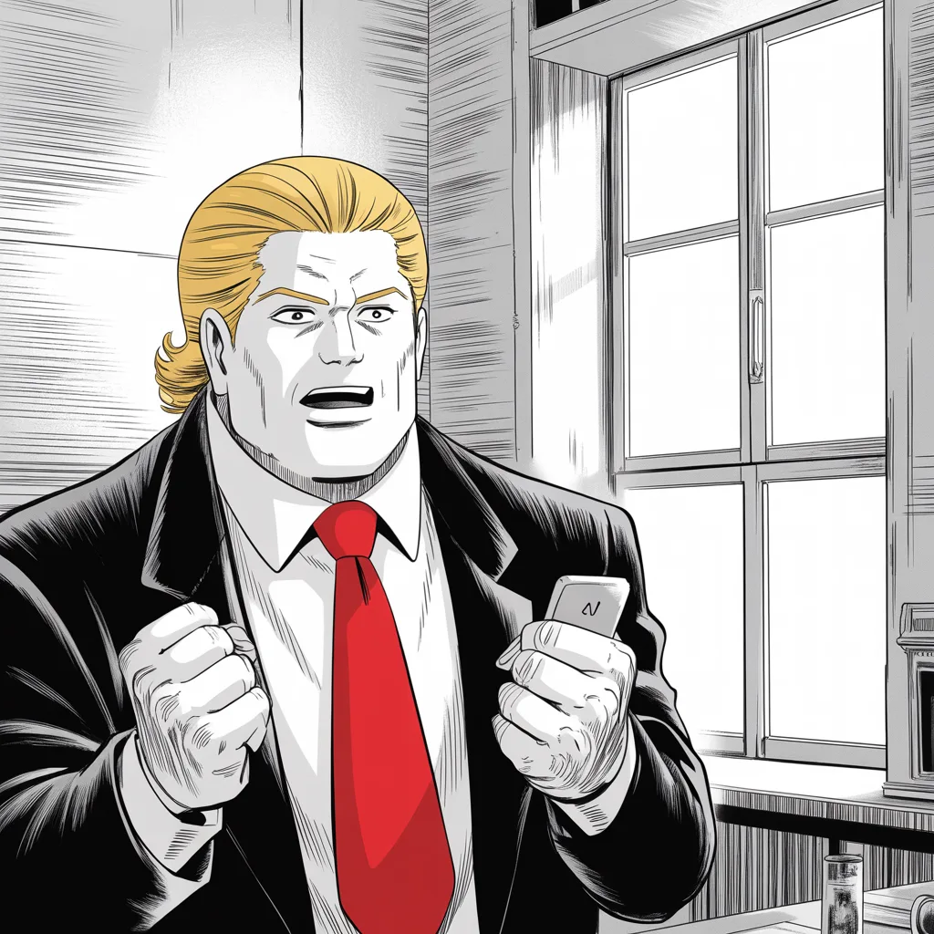 Manga panel 2 of 6, Week 528 “President Of Peace”: Two hours later the network settles: sixteen million dollars paid, and twenty million more expected in airtime.