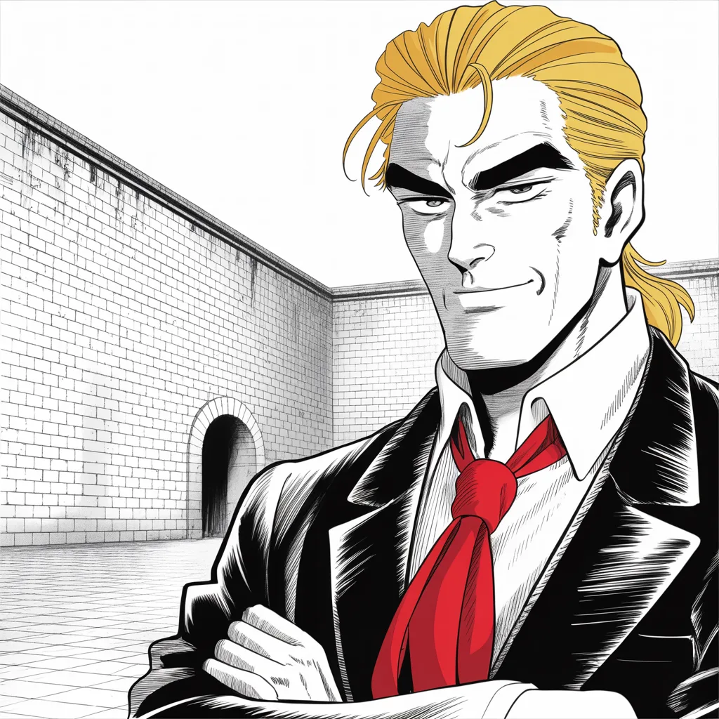 Manga panel 5 of 6, Week 528 “President Of Peace”: Asked what the world would look like without him, he answers in one line and moves on.