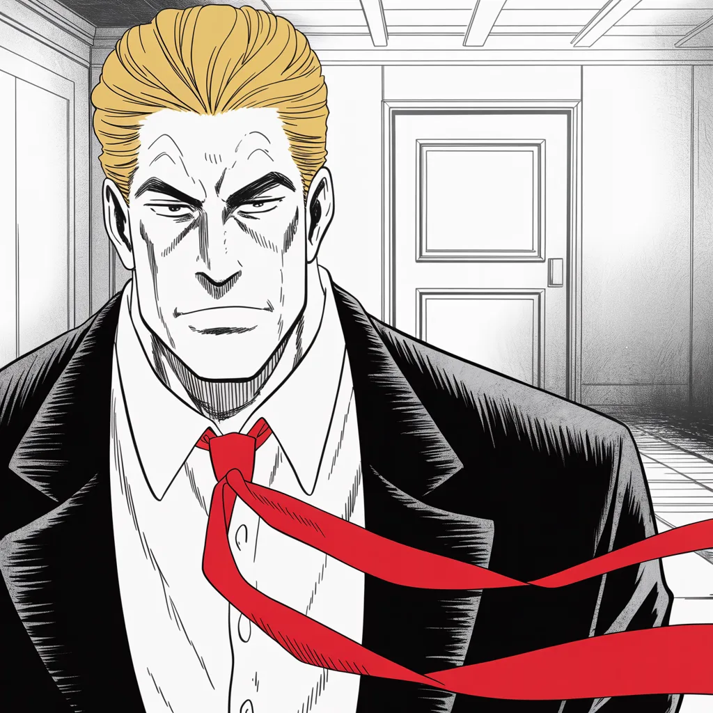 Manga panel 5 of 6, Week 530 “Our Capital Back”: Sunday he announces the press conference and tells the homeless of the capital to move out immediately, to somewhere far away.