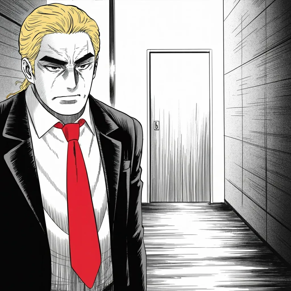 Manga panel 2 of 6, Week 535 “Half Mast”: At two minutes past three the register changes: a young ally has been shot on a stage, and he asks the country to pray.