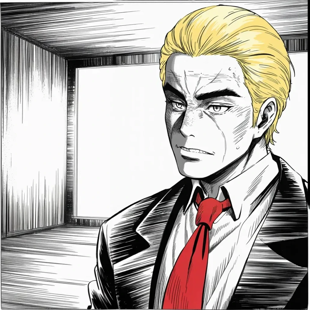 Manga panel 3 of 6, Week 535 “Half Mast”: Ninety-eight minutes later the second post is six words long before it explains anything.
