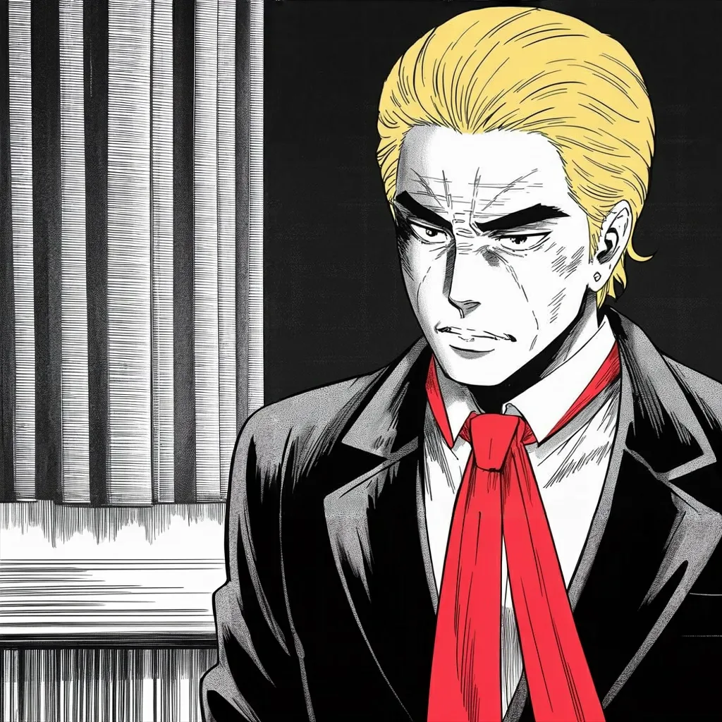 Manga panel 3 of 5, Week 544 “Wacky”: Friday evening he withdraws his support and endorsement from a member of his own party, at eleven hundred words.