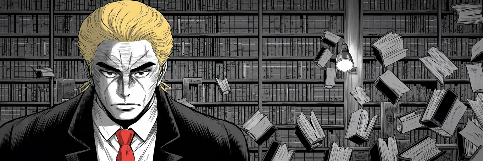 Manga panel 6 of 6, Week 546 “The Autopen”: At a quarter to one on Monday morning he posts a section number from the criminal code, and one instruction under it.