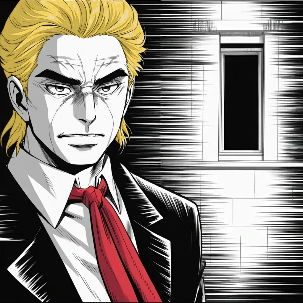 Manga panel 4 of 5, Week 549 “Address to the Nation”: Friday evening the retaliation promised for the three killed the week before is announced as under way.