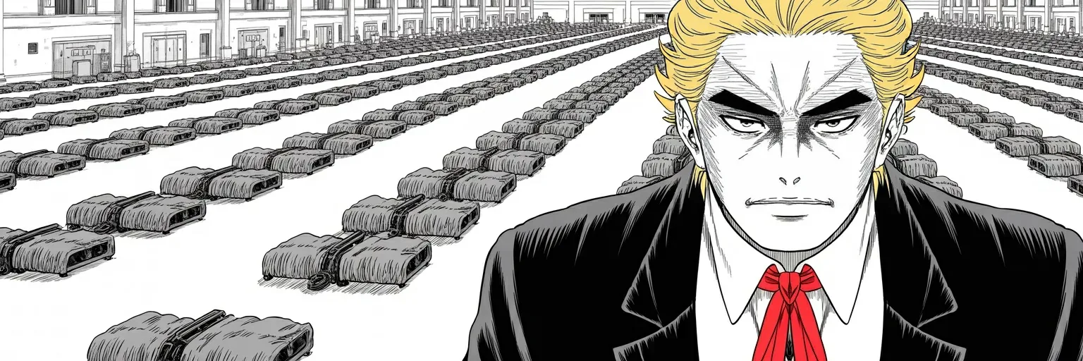 Manga panel 1 of 6, Week 551 “The Iwo Jima”: The last week opens with a withdrawal: the Guard comes out of three cities, and he promises they will return in a stronger form.