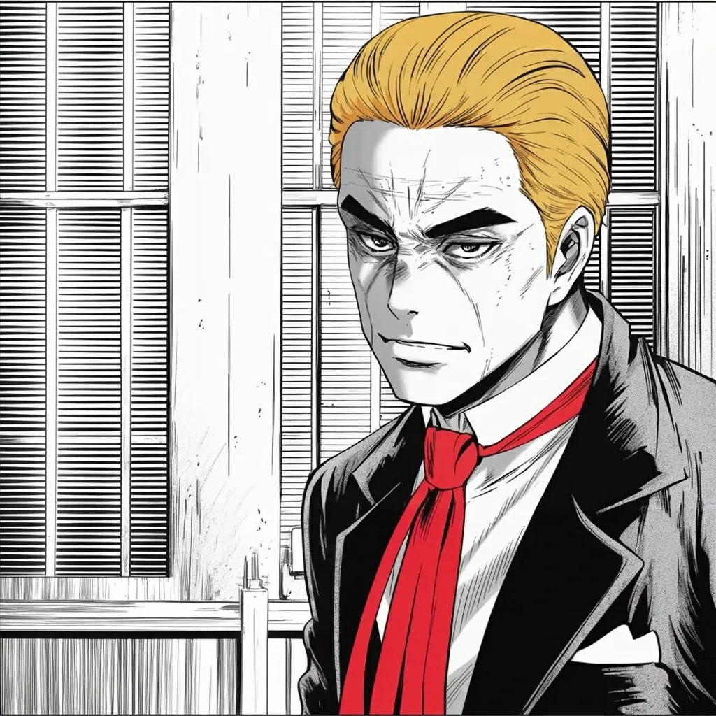 Manga panel 3 of 6, Week 552 “The Spoils”: Wednesday afternoon he watches a clip from a street in a northern city and calls it a horrible thing to watch.