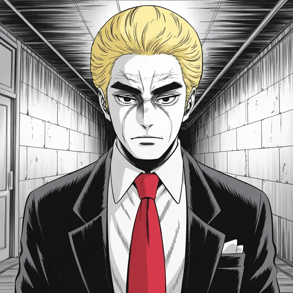 Manga panel 5 of 6, Week 554 “Davos”: Monday he sends his border chief north overnight: tough but fair, and reporting directly to him.