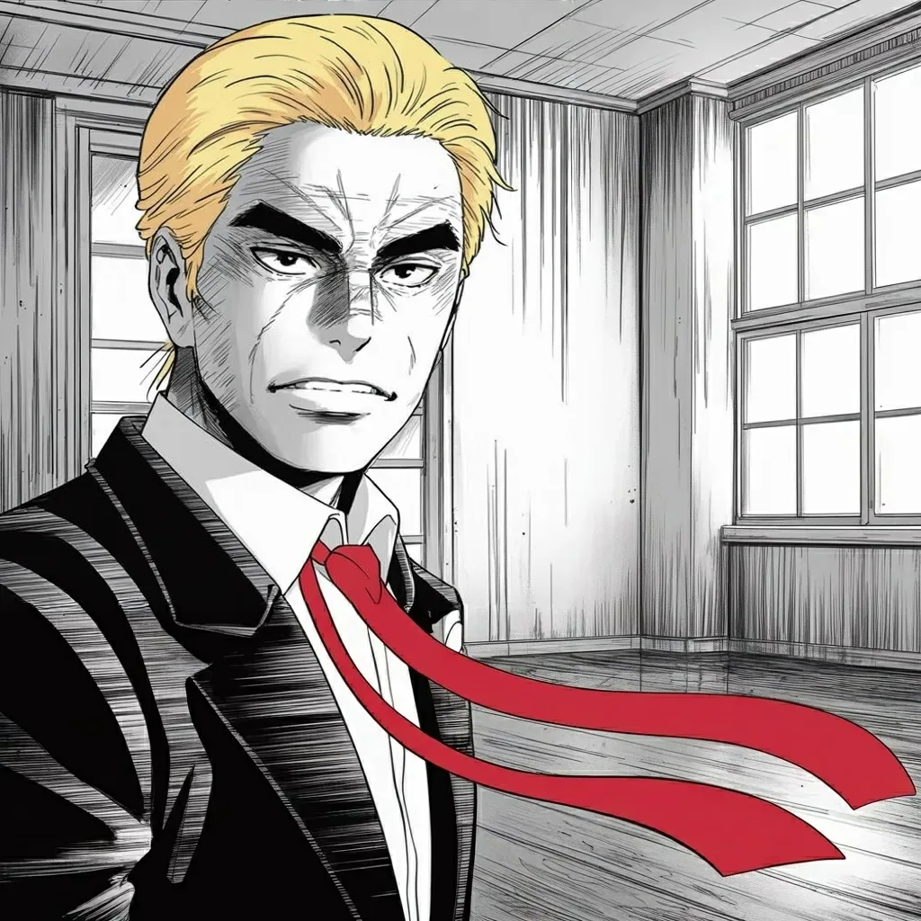 Manga panel 3 of 5, Week 556 “Save America”: Friday the index passes fifty thousand, three years ahead of the schedule the experts set for him.