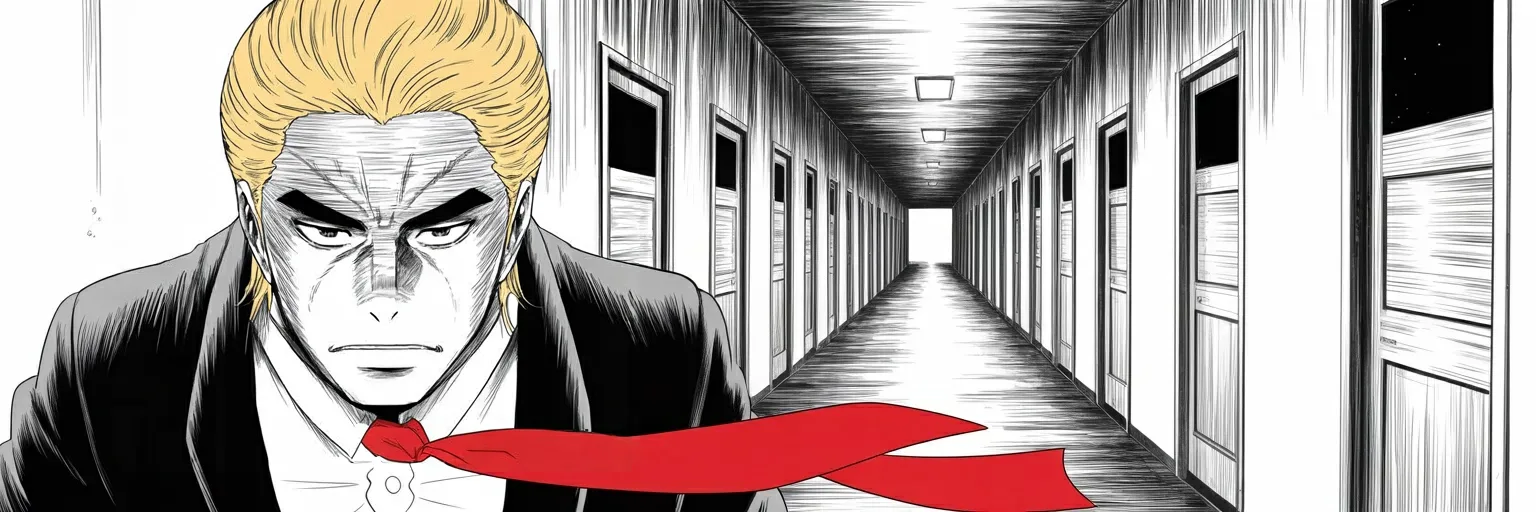 Manga panel 6 of 6, Week 561 “Kharg Island”: And Monday the chief of staff who has run the building since the first day is diagnosed with cancer, and stays at work.