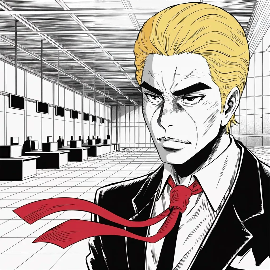 Manga panel 3 of 6, Week 562 “Paper Tiger”: Saturday the airports become the next front: sign the agreement, or the immigration officers are moved into the terminals.