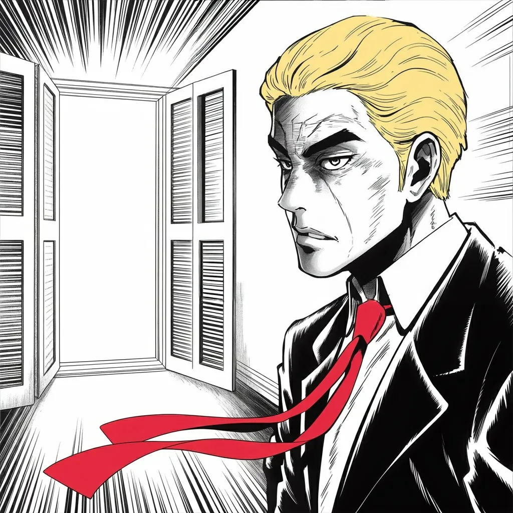 Manga panel 4 of 6, Week 565 “The Blockade”: Friday he describes the other side as a man holding no cards, alive only in order to negotiate.