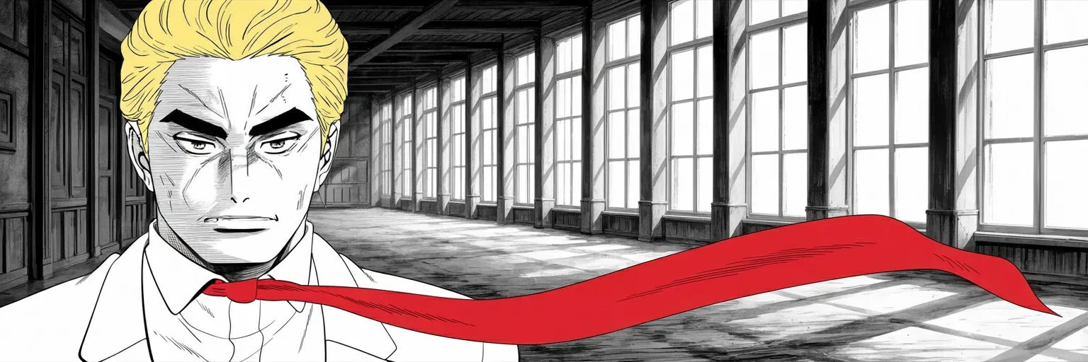 Manga panel 6 of 6, Week 567 “Thirty Minutes”: By Sunday the shooting has become an argument for a building: it would never have happened, he writes, inside the one now going up.