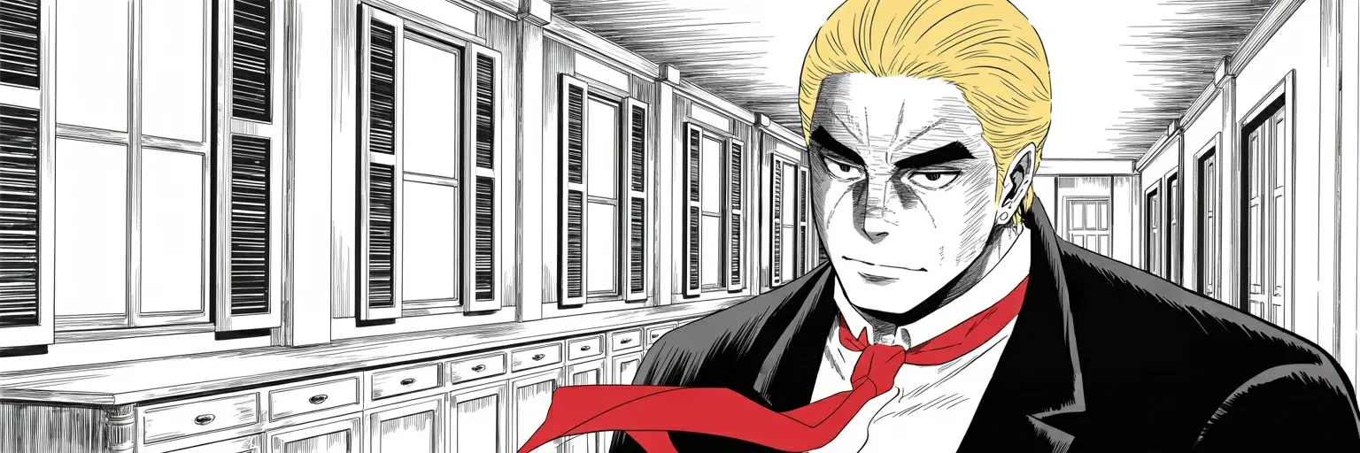 Manga panel 1 of 6, Week 568 “State of Collapse”: Tuesday the message is published as received: a State of Collapse, and a request to open the Strait as soon as possible.