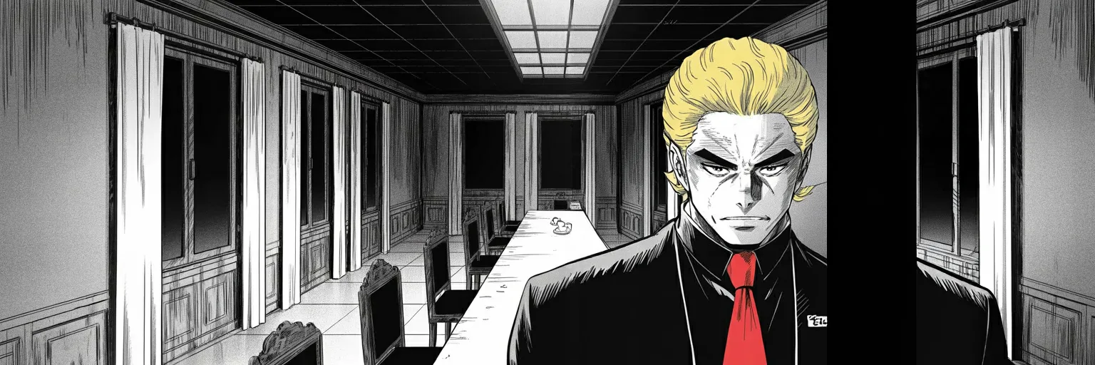 Manga panel 6 of 6, Week 568 “State of Collapse”: Monday the shooting starts again around the convoy — a South Korean ship among the targets, and seven small boats put down.