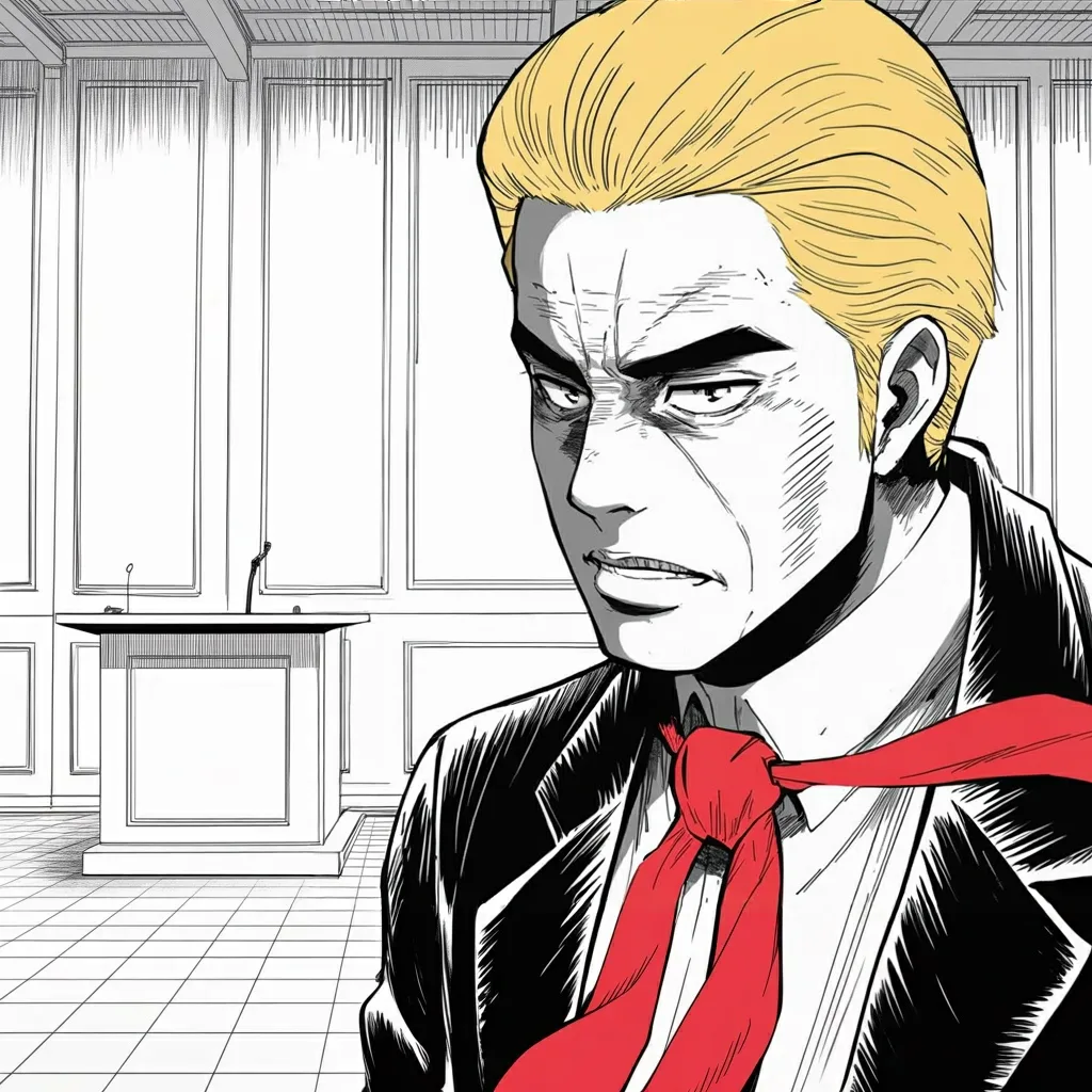 Manga panel 2 of 6, Week 569 “Under Fire”: Wednesday the whole campaign is reduced to a condition: agree, and it ends; refuse, and it resumes at a higher level.