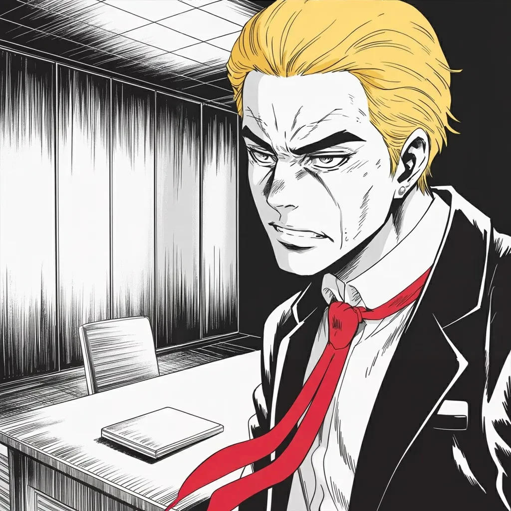 Manga panel 2 of 6, Week 577 “Two Hundred And Fifty”: An hour later he congratulates the leader of a rival power on the ruling, as though the loss were a gift he had sent by hand.