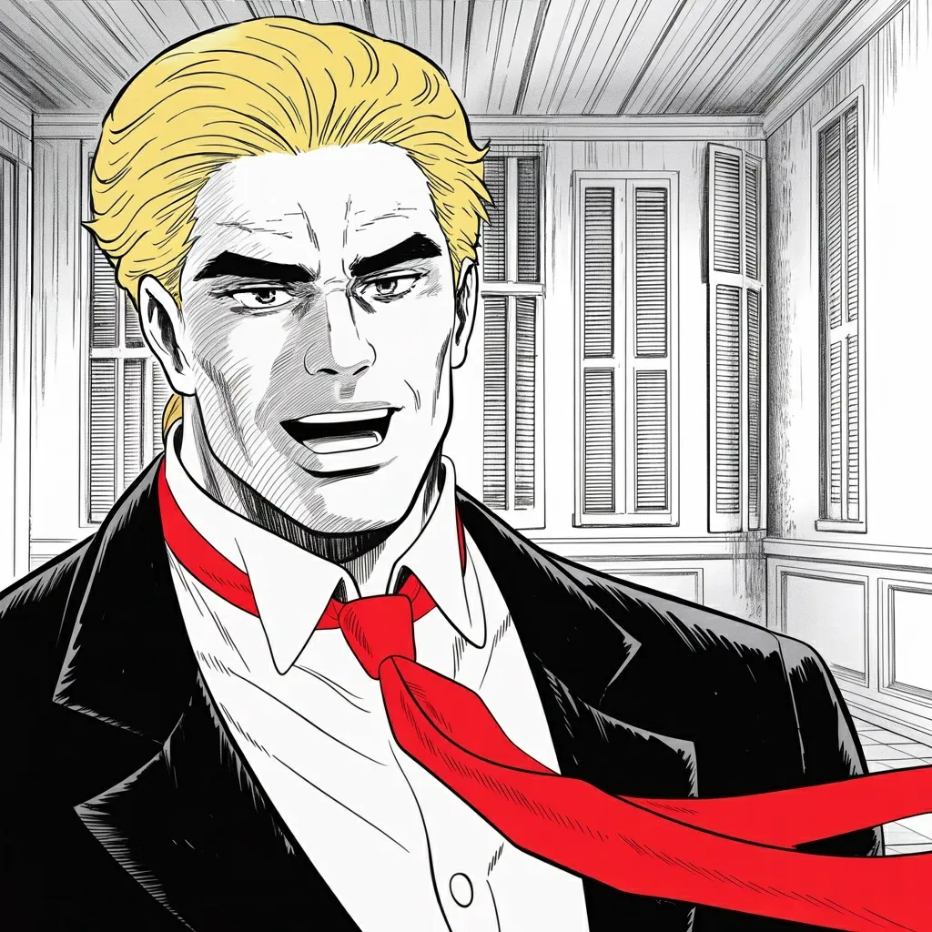 Manga panel 3 of 6, Week 580 “One Bridge”: Wednesday his candidates take every race in a state the party has been losing for decades, and he says so in capitals.