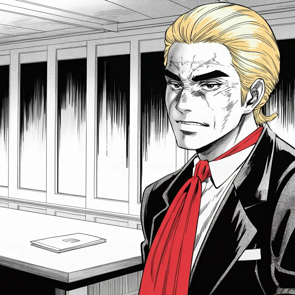 Manga panel 5 of 6, Week 580 “One Bridge”: Friday a neighbour disinvites him from the opening of a bridge, which is fine — the terms of the bridge have already been rewritten in his favour.