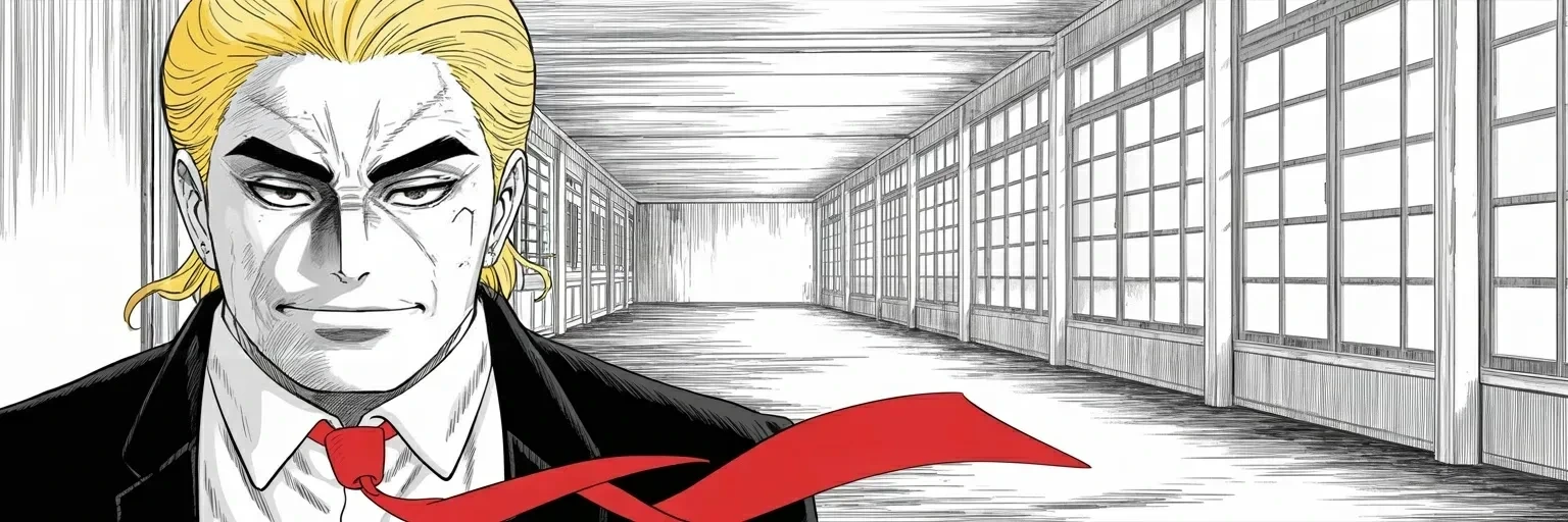 Manga panel 6 of 6, Week 582 “Too Big To Rig”: Monday the beaten enemy asks him for compensation, and he answers by opening a ledger of his own and sending the bill back.