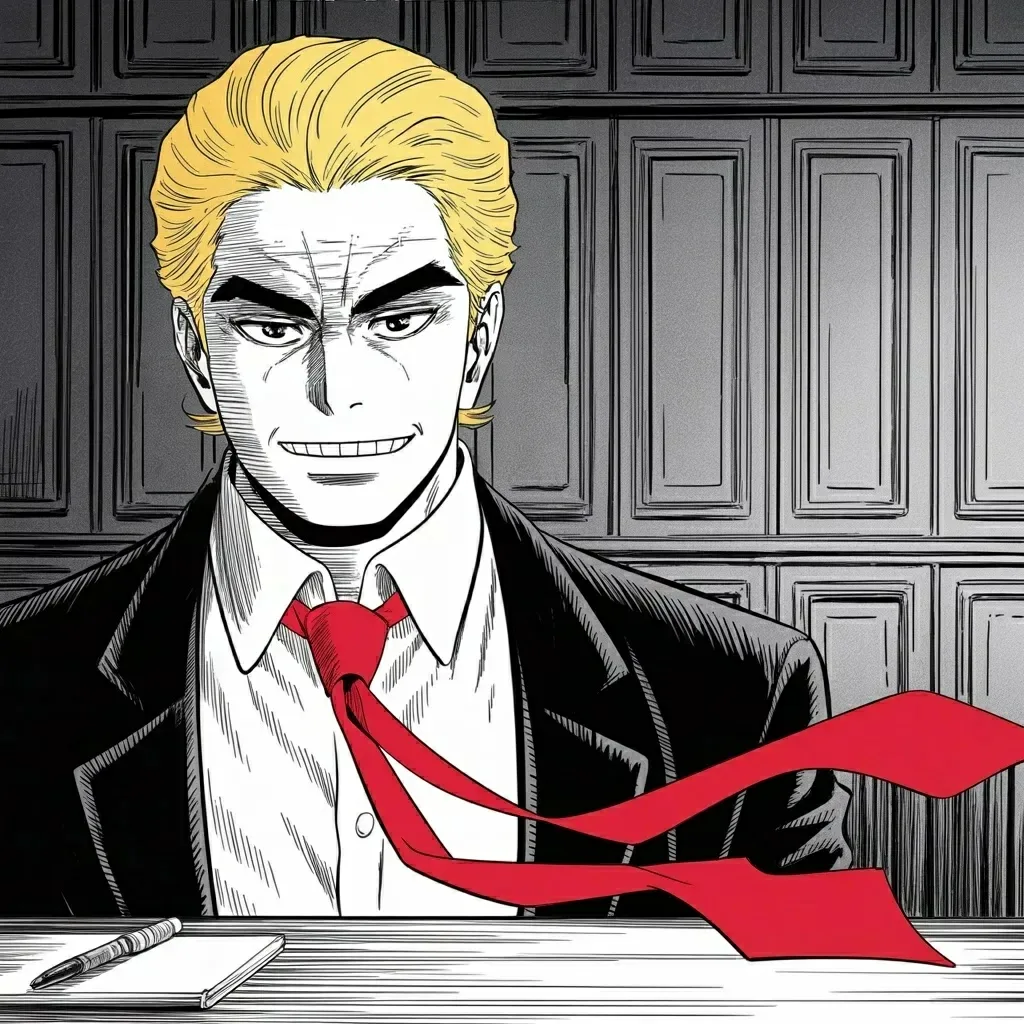 Manga panel 2 of 6, Week 583 “A Wall of Steel”: By six that evening the same instrument is pointed at Florida: twenty-one endorsements in six minutes, every one of them a total winner.
