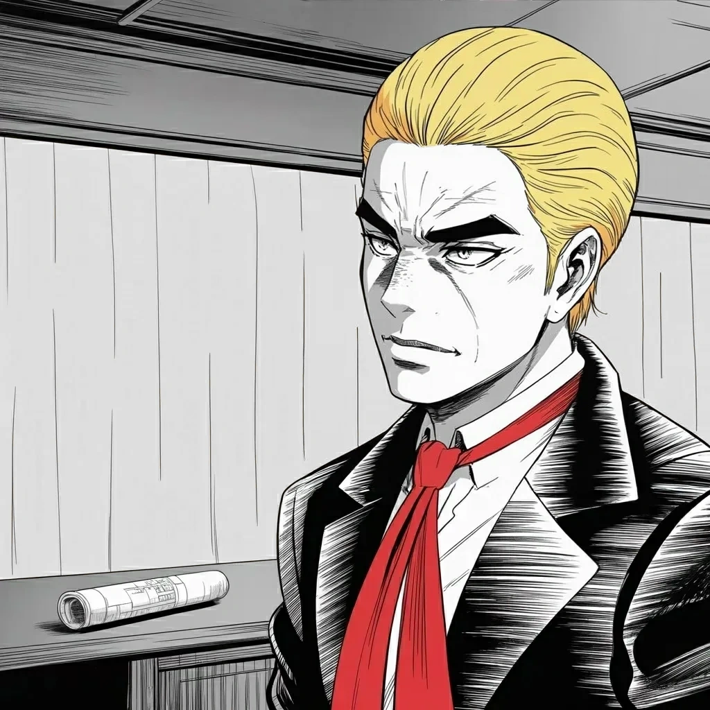 Manga panel 5 of 6, Week 587 “Sold Out”: Late Friday night the museum is asked to install an eleven-foot statue of the first president by Constitution Day, and then a thirty-foot colossus in place of a sculpture that says nothing about America.